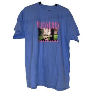 PLEASURES Playboy‎ Girl On Swing Graphic Print Blue T-Shirt Mens Size Large NWOT